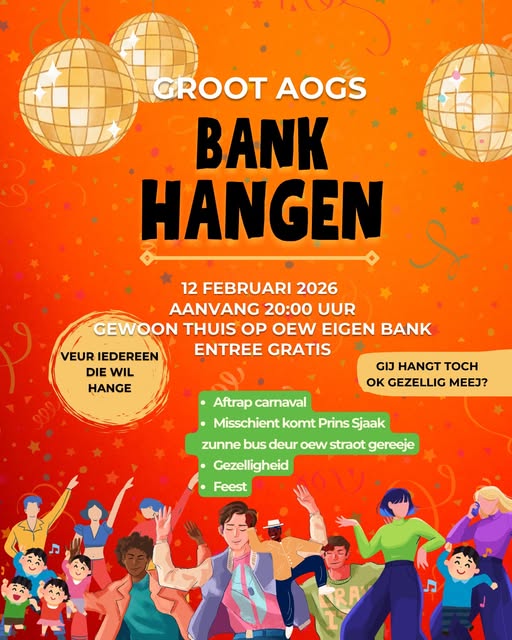 Bankhangen, Bankhangen 2026, Carnaval, Carnaval 2026, Carnaval ‘t Aogje