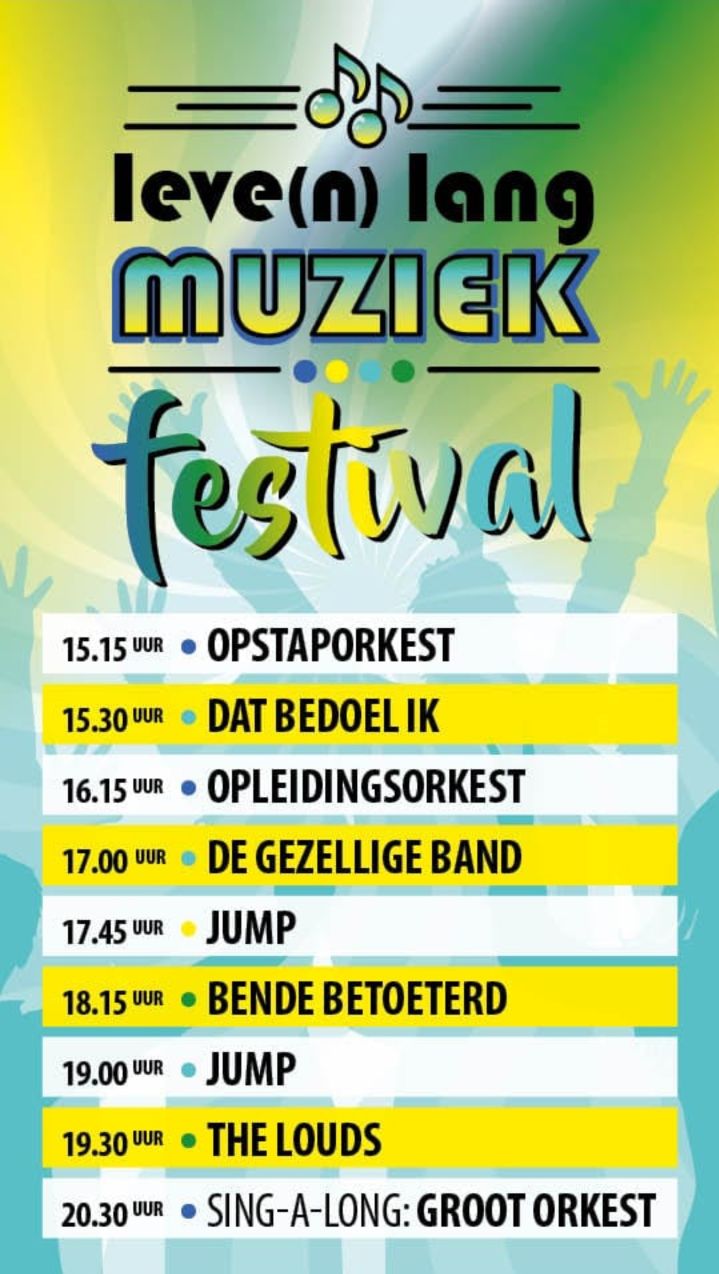Leve(n) Lang Muziek, Dorpswei Princenhage, Koninklijke Harmonie Cecilia, Festival Princenhage, Livemuziek Princenhage, Sing-a-long, 23 mei, Dat bedoel ik, De gezellige band, Bende Betoeterd, The Louds